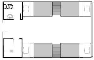 (PINES Main Campus/パインスメインキャンパス) 4人部屋配置図
